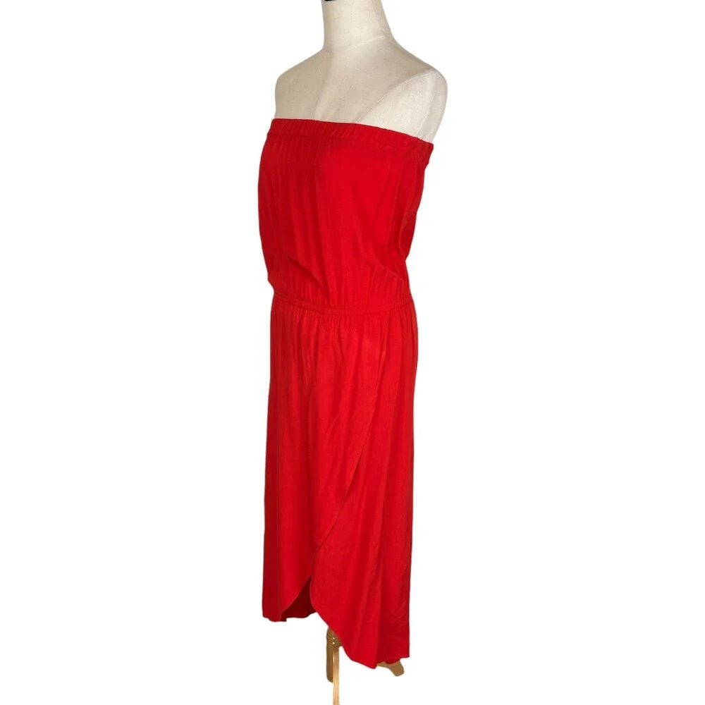 Splendid Red Orange Strapless Dress Women’s Small - Picture 3 of 7